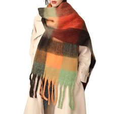 Chunky Winter Scarfs for Women Warm Knit Thick Plaid Long Large Oversized