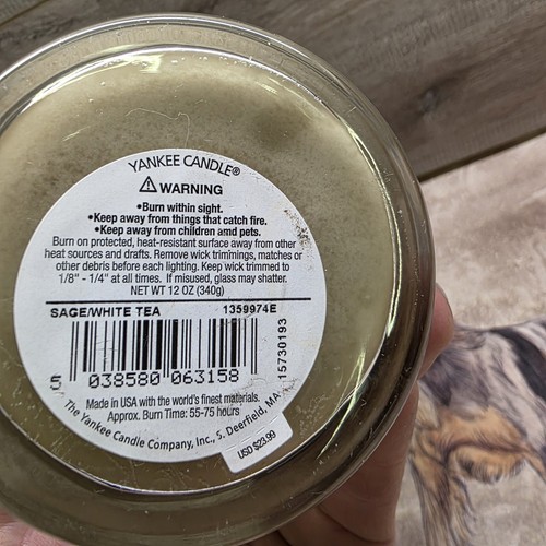Tarro de velas perfumadas Yankee Candle EE. UU. Salvia y té blanco 340 g aroma raro 55-75 horas - Imagen 9 de 9