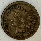 1863 1C Indian Head Cent  in very fine condition Full Liberty,  Possible Woody