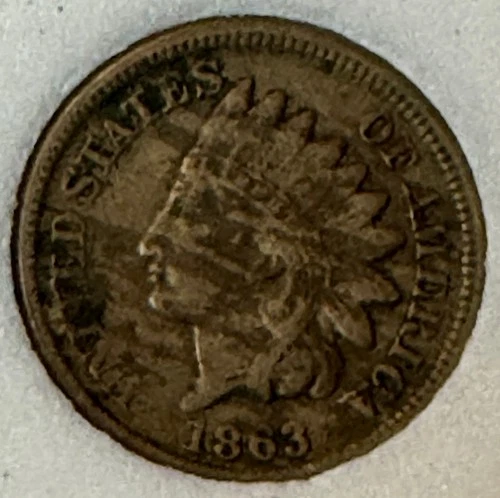 1863 1C Indian Head Cent  in very fine condition Full Liberty,  Possible Woody