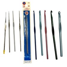 Lot of 10 Vintage Steel Metal Crochet Hooks Boye Bates Unbranded Aluminum Lace