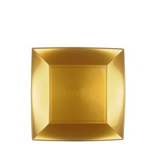 12 Piatti quadrati piccoli lavabili per microonde oro 18x18 cm
