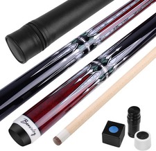 Pool Cue Kit - Stained Maple 58 Inch Pool Stick with Hard Case and Accessories f