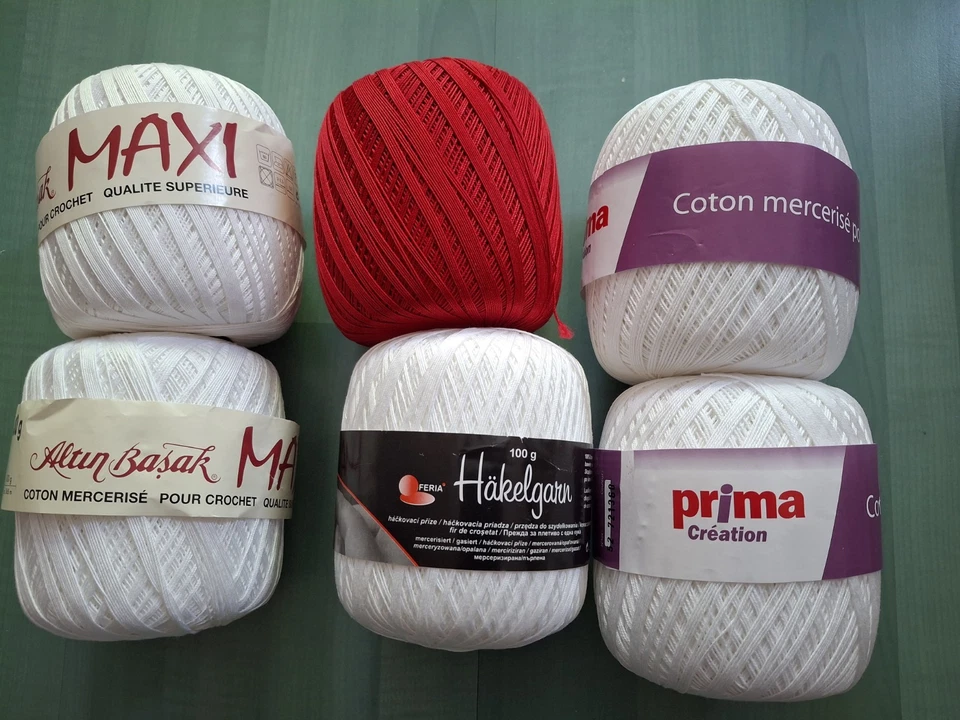 Wollpaket Garn Häkeln Stricken 580 g Basteln Baumwolle weiß rot neu