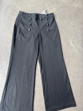 Express Black Wide Leg High Rise Sailor Pants 12R Womens