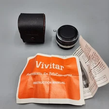 VINTAGE VIVITAR AUTOMATIC TELE CONVERTER 2X-7 With Case + Manual