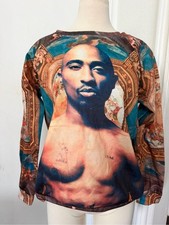 Tupac Branded Striped Top in Mauve and Cream