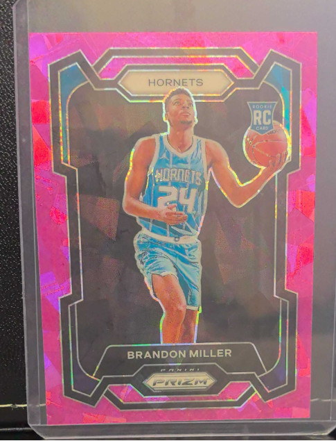 Brandon Miller 2023-24 Panini Prizm Pink Cracked Ice RC Hornets #152 -12.18