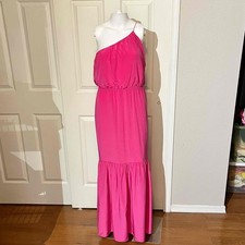 Halston Heritage Dress Womens 2 Pink One Shoulder Sleeveless Maxi Formal $495