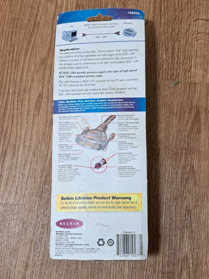 Belkin IEEE I 284 Printer Cable Pro Series  15' 4.6m PC Compatible - Image 2 of 2