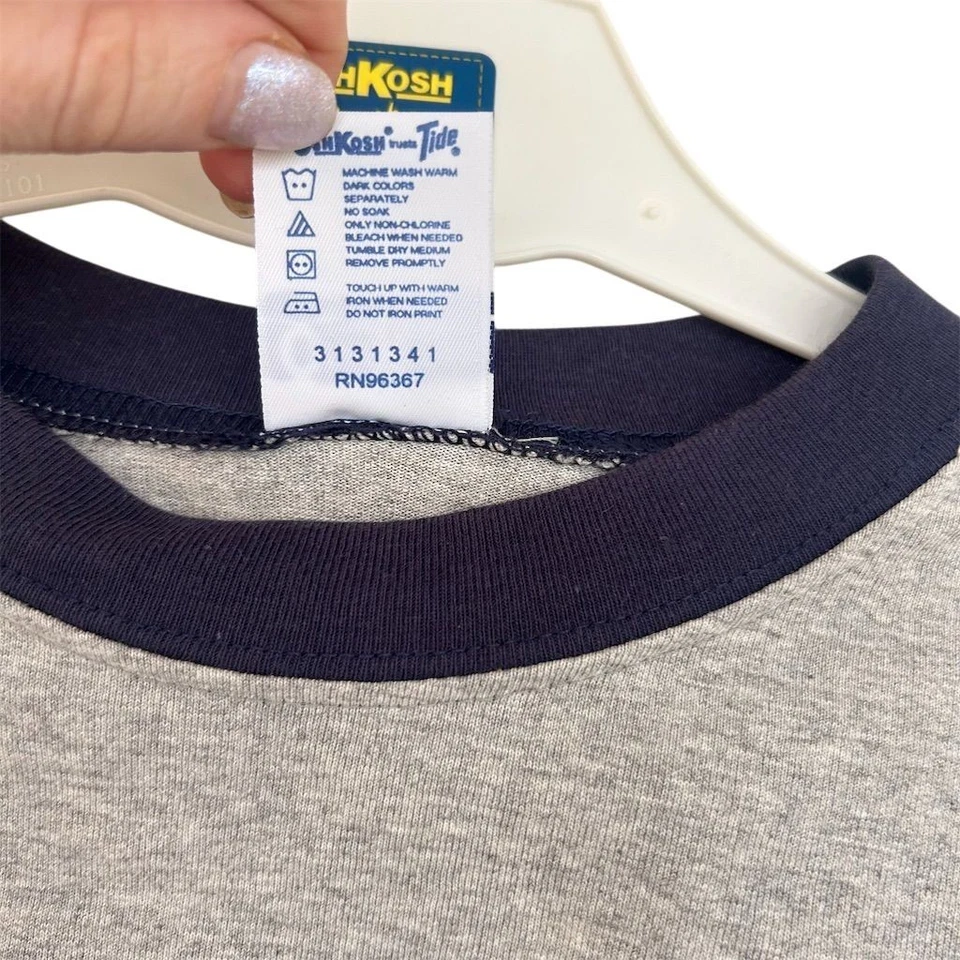 NWT Vtg 90s OshKosh B'gosh Boys Gray Sz 6 Logo Star Long Sleeve USA Made - Image 3 of 4