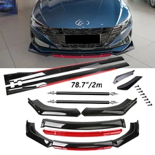 Front Bumper Lip Spoiler/ Body Kit+Side Skirt black-Red For Hyundai Sonata U