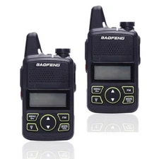 2Pcs Baofeng BF-T1 Mini Walkie Talkie Ultra Thin CB Two Way Radio UHF 20CH Radio