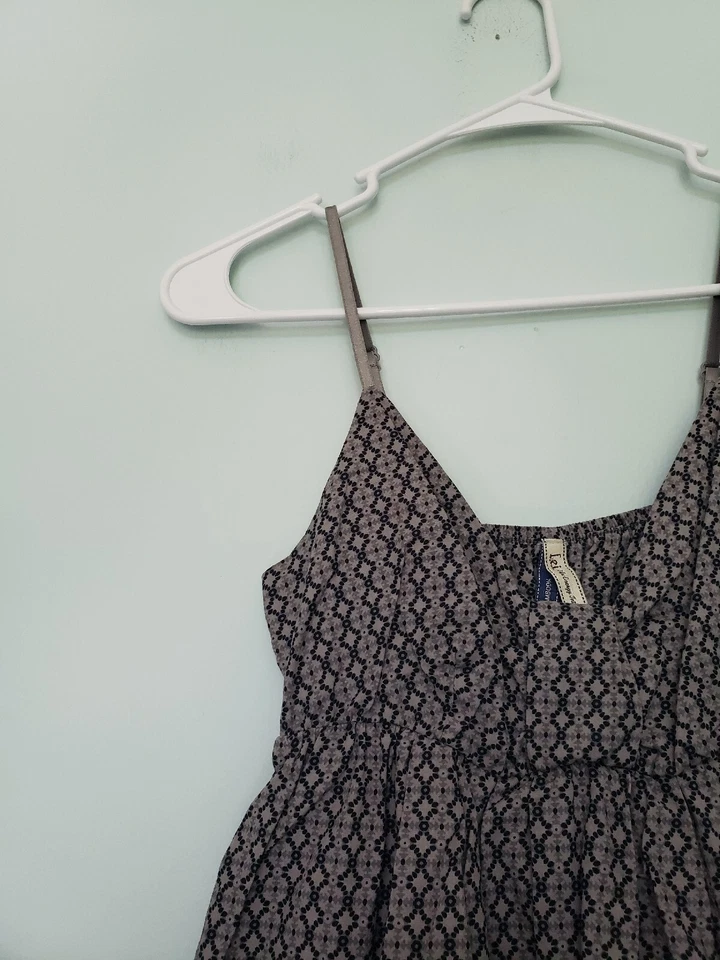 Vestido Lei Niña Talla S Correa Espagueti 100% Algodón Gris Negro Babydoll Solero Foto 4 de 4