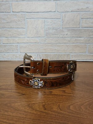 Nocona Brown Belt with Silver Accents Nocona Men main image 2