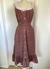 Vintage 70s Calico Prairie 2 PC Top Skirt SET Prairie Boho 26" Waist Hippie