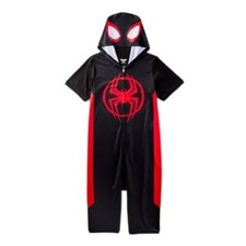 Spider-man Boy's Miles Morales Short-Sleeved Superhero Costume Pajama Sleeper