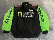 Unisex Adult Kawasaki Jacket Ebroidered Cotton Padded F 1 Racing Jacket