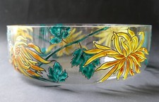 Coupe / centre de table en verre émaillé décor Tokyo Art nouveau Era Legras