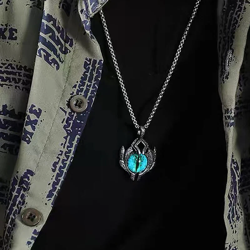 Collar colgante MENDEL para hombre de acero inoxidable vidrio egipcio azul mal de ojo para hombre Foto 2 de 4