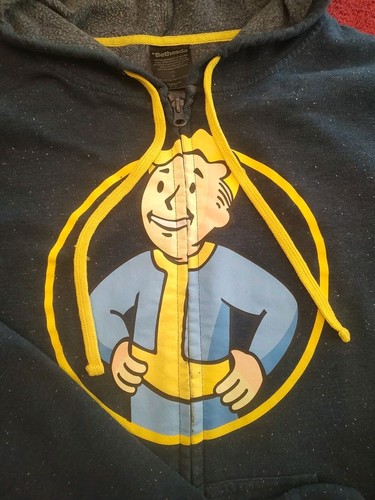 Fallout 4 Full Zip Vault Boy Hoodie Men’s Size M Navy Blue Bethesda 2016 Rare - Picture 2 of 8