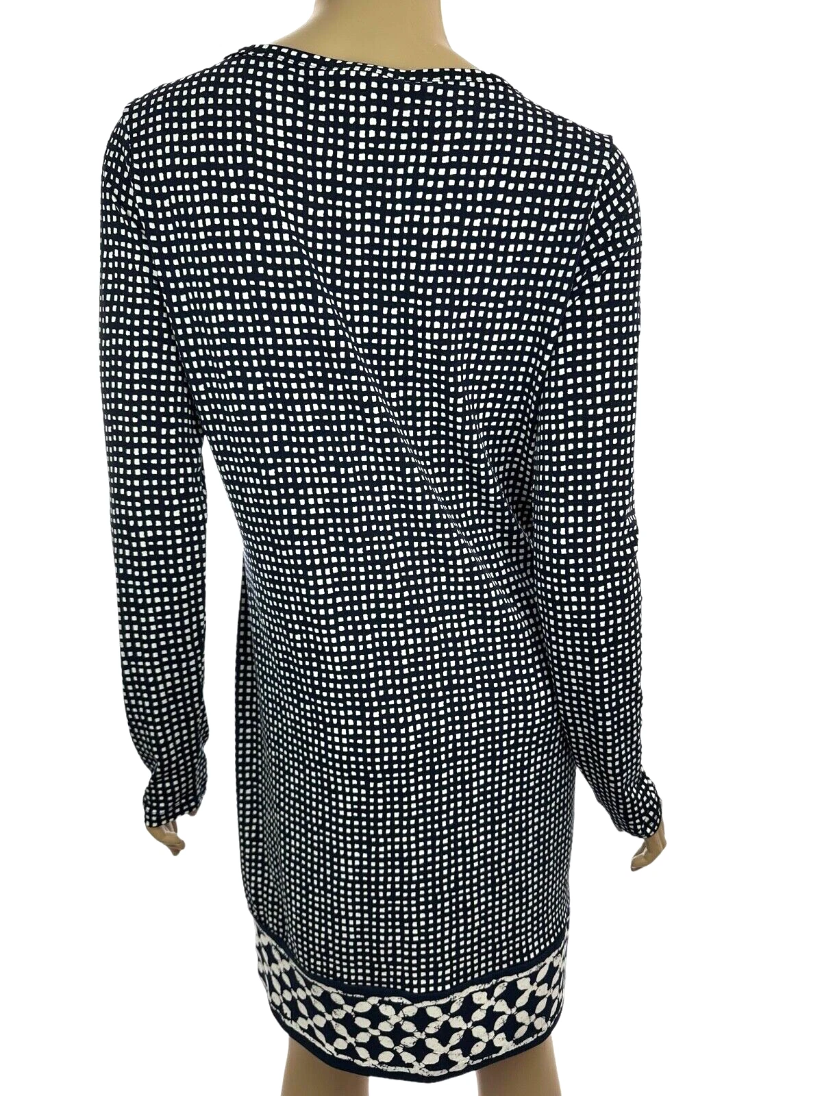 Abito tubino Michael Michael Kors taglia S blu con quadrati bianchi maniche lunghe