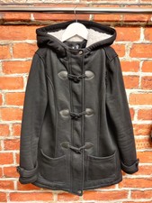 Womens Izabel London Size Uk 8 Black Jersey Duffle Coat Jacket Zip Up Casual