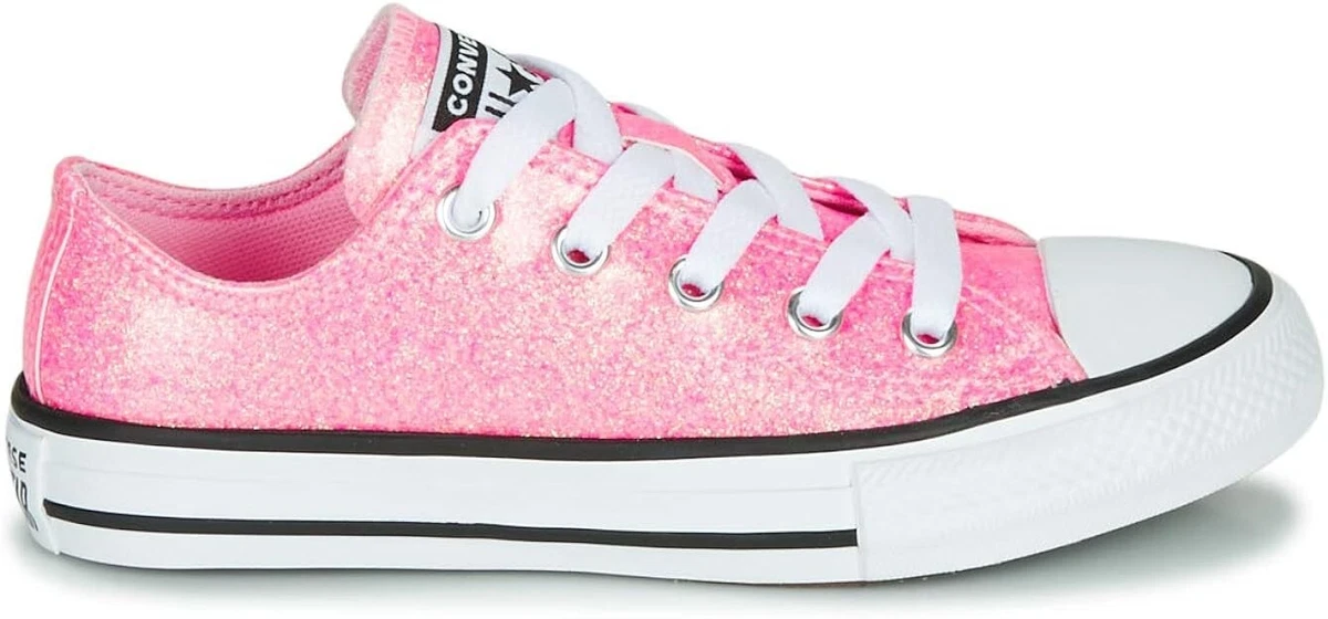 Converse Chuck Taylor All Star Coated Glitter Trainers Girls Pink KIDS SIZE