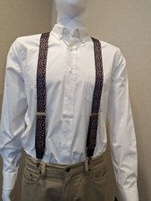 1 1/4 Navy Blue Red White Candy Cane Christmas Elastic Suspenders Braces New