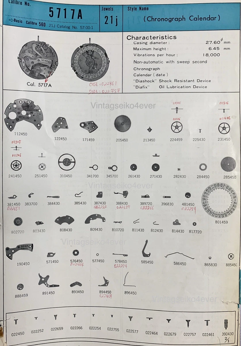 øjenvipper universitetsområde marionet NEW OLD STOCK GENUINE MOVEMENT PARTS SEIKO 45899 5717 5718 5719 CHRONOGRAPH  | eBay