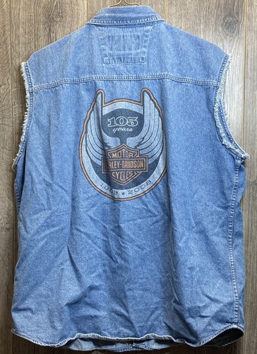 Harley-Davidson Mens Denim Vest Jacket 