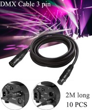 10PC/Lot 3 PIN XLR IN/OUT DMX512 2M Signal Cable Stage Lighting For DJ Event