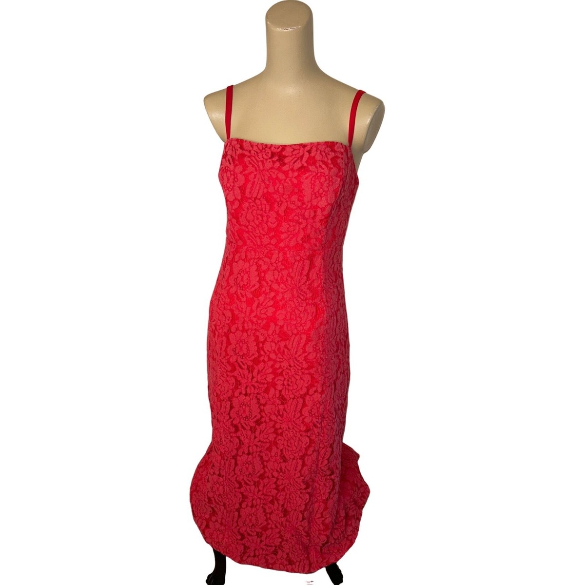 Fame and Partners The Max Dress in Red 12 Womens Lace Sheath Midi | eBay