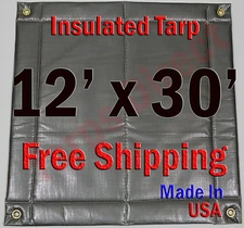 12' x 30' Insulated Poly Tarp 1/4" Foam Core Concrete  Padding Wall Cushion Kiln