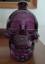 Large Glass Skull    Purple Bottle with Cork Halloween 5.5" H   Free shipping 
