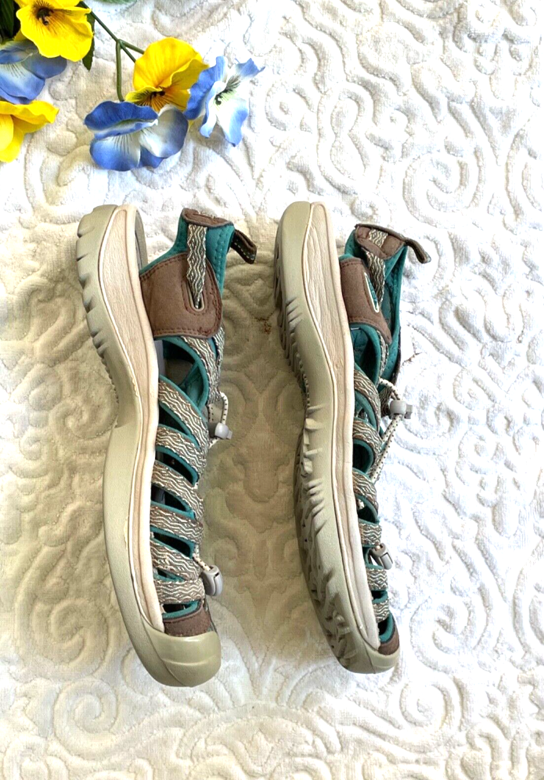 Sandali impermeabili grigi blu Keen cordino trekking taglia 9 5