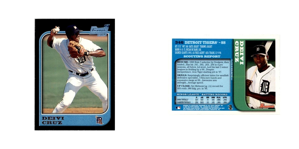 Tarjetas de béisbol 1997 Bowman Deivi Cruz #346 Foto 3 de 3
