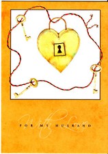 1 Birthday Card Husband Love Key to Heart Relatives w/ Envelope
