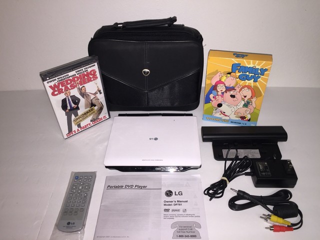 LG DP781 Portable DVD Player 8” LCD Bundle W/ Charger, Remote, Manual