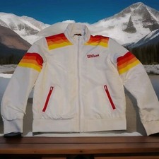 Retro Wilson 70's Style Windbreaker Jacket Rainbow Size Small Full Zip Women