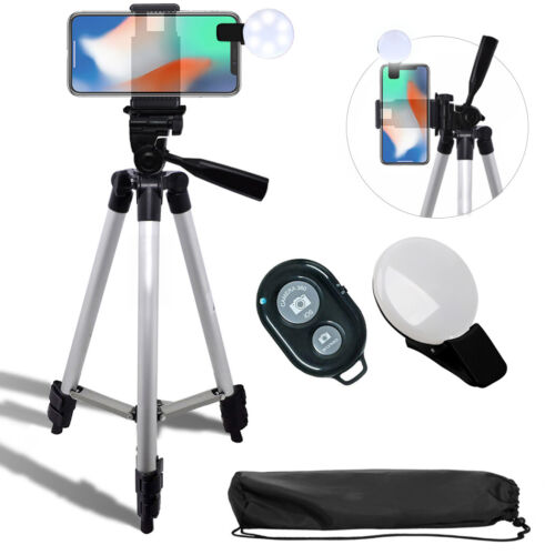 50" Inch Tripod + Smartphone Mount and Selfie LED for iPhone12 Xr 11 Pro Xs S10 - Picture 1 of 8