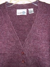 Women's Vintage Paul Harris Design maroon V Neck Cardigan Medium M Wool Blend