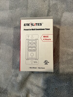 Enerlites HET06A-R-W White Preset In-Wall Countdown Timer - Indoor Only
