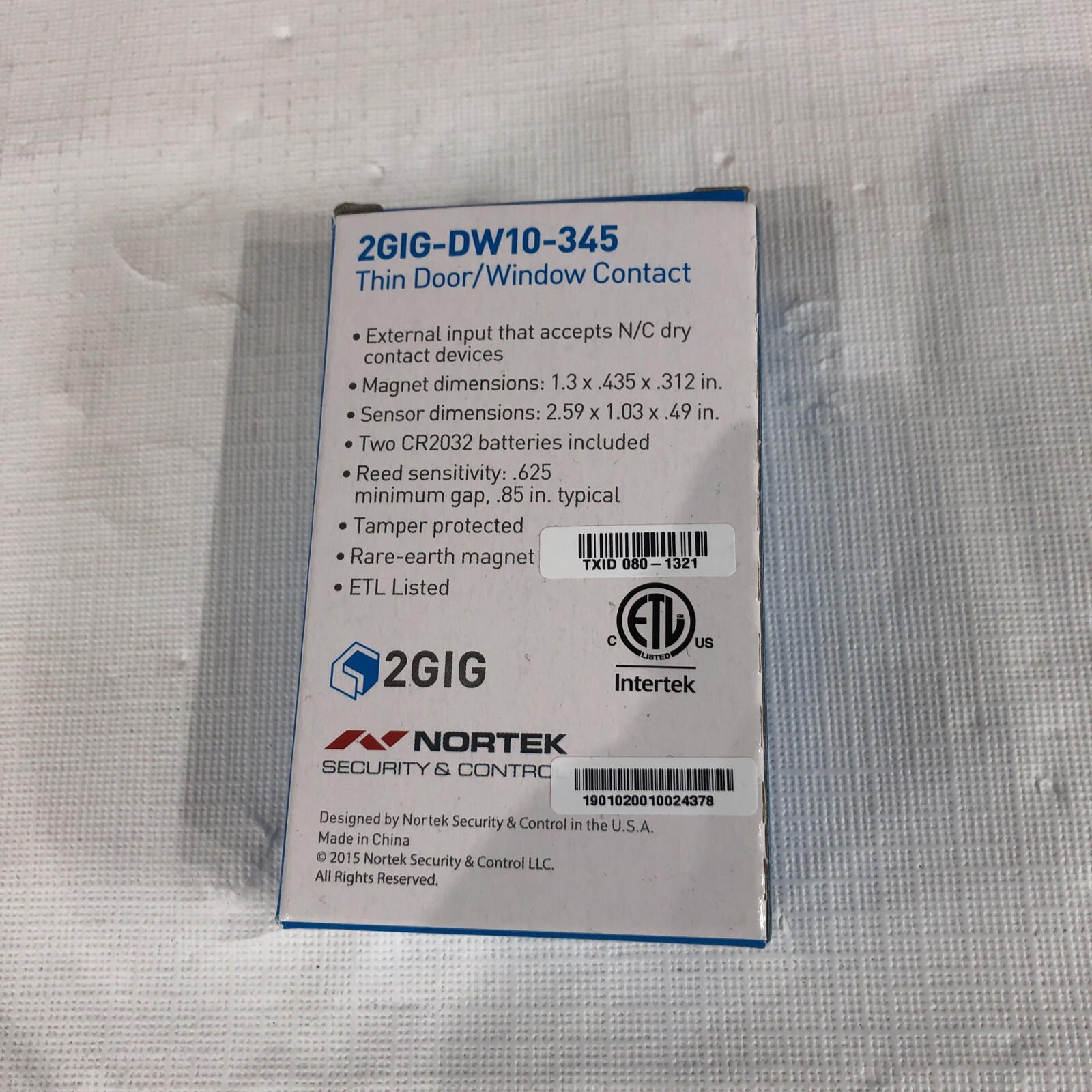 Nortek Thin Door Window Contact 2GIG DW10345 for 2GIG Alarm