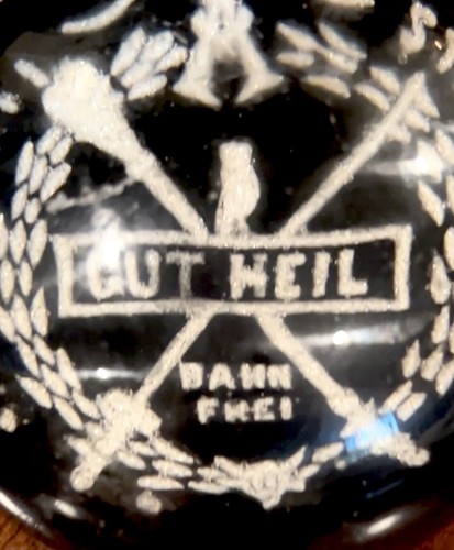 RARE ANTIQUE GERMAN TURNER SOCIETY "Gut Heil" Glass Paperweight Fencing? 1840 - Picture 2 of 17