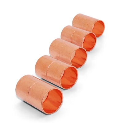 3/4'' OD HVAC Copper Coupling with Rolled Stop , W01028 / C165-0090 , Pack of (5)