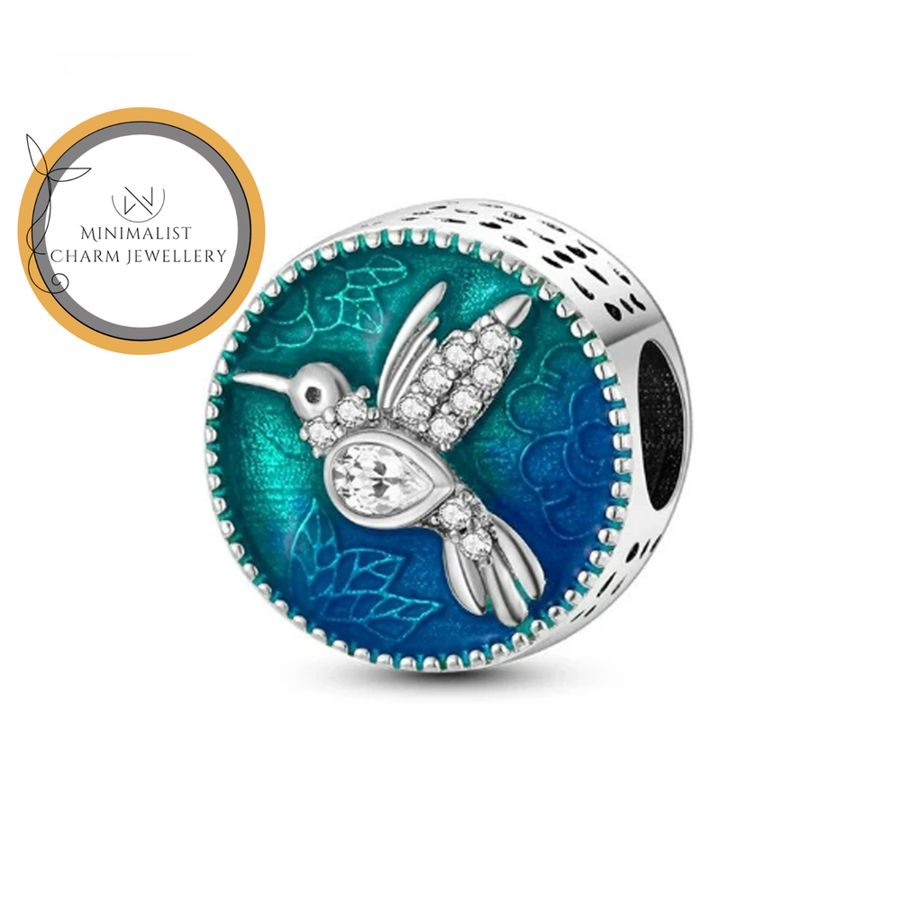 Hummingbird Charm, Bird Charm, Animal Charm, Silver Charm, Women Gift Charm