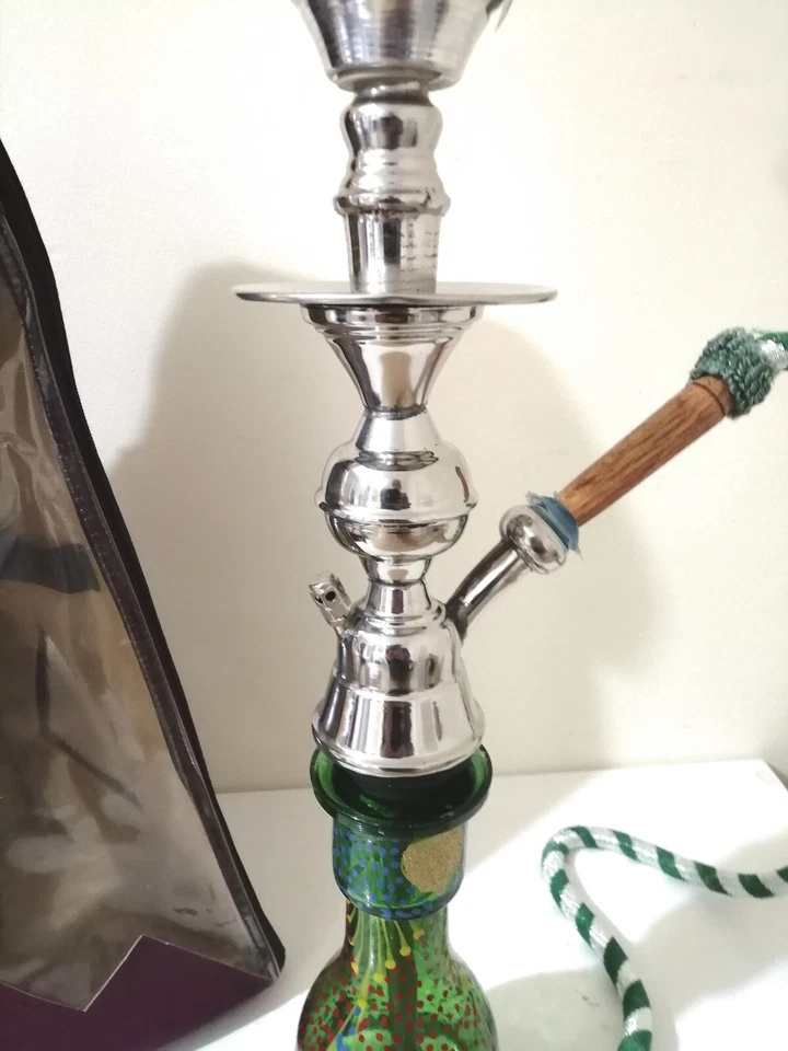 Hookah Shisha Egyptian Glass Metal Single Hose 24.5"  With Carry Bag Untested - Image 3 of 4