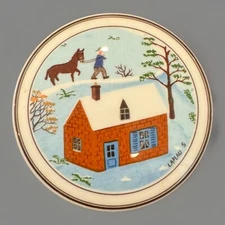 Villeroy & Boch Naif Trinket Box Laplau 5 Christmas Log Cabin Winter Porcelain