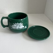 Vintage Mug Cup Plastic Green With Lid Made In USA